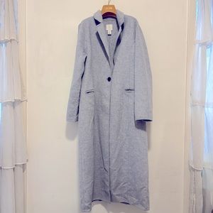 Long one button wool blend coat in grey